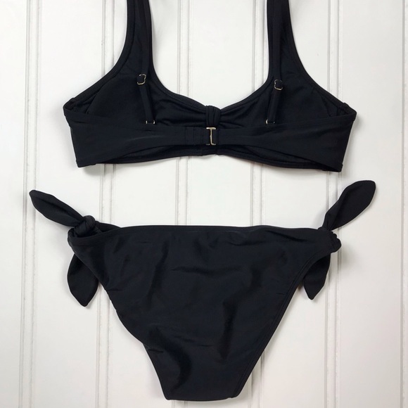 Xhilaration Tie-Front Black Bikini Swimsuit Sz L - Picture 4 of 8